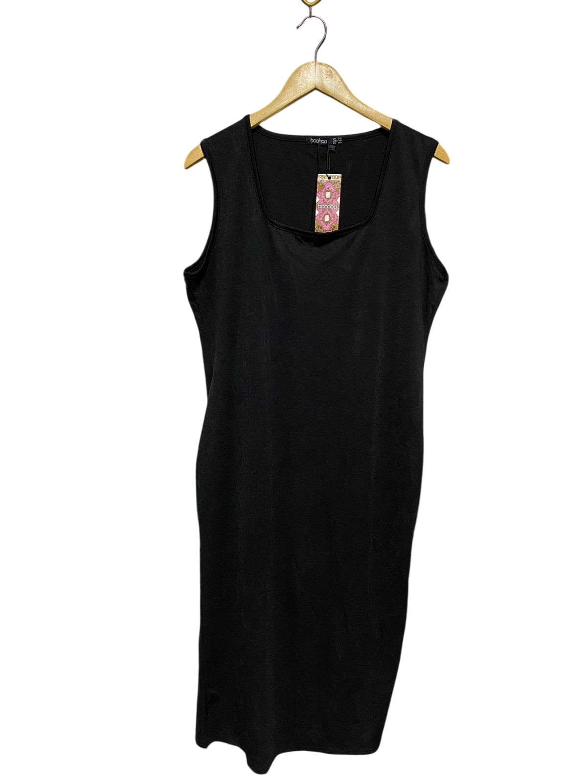 BOOHOO |XL| BUST 21| B10| WOMEN'S SLEEVELESS SQUARE NECK MIDI DRESS BLACK