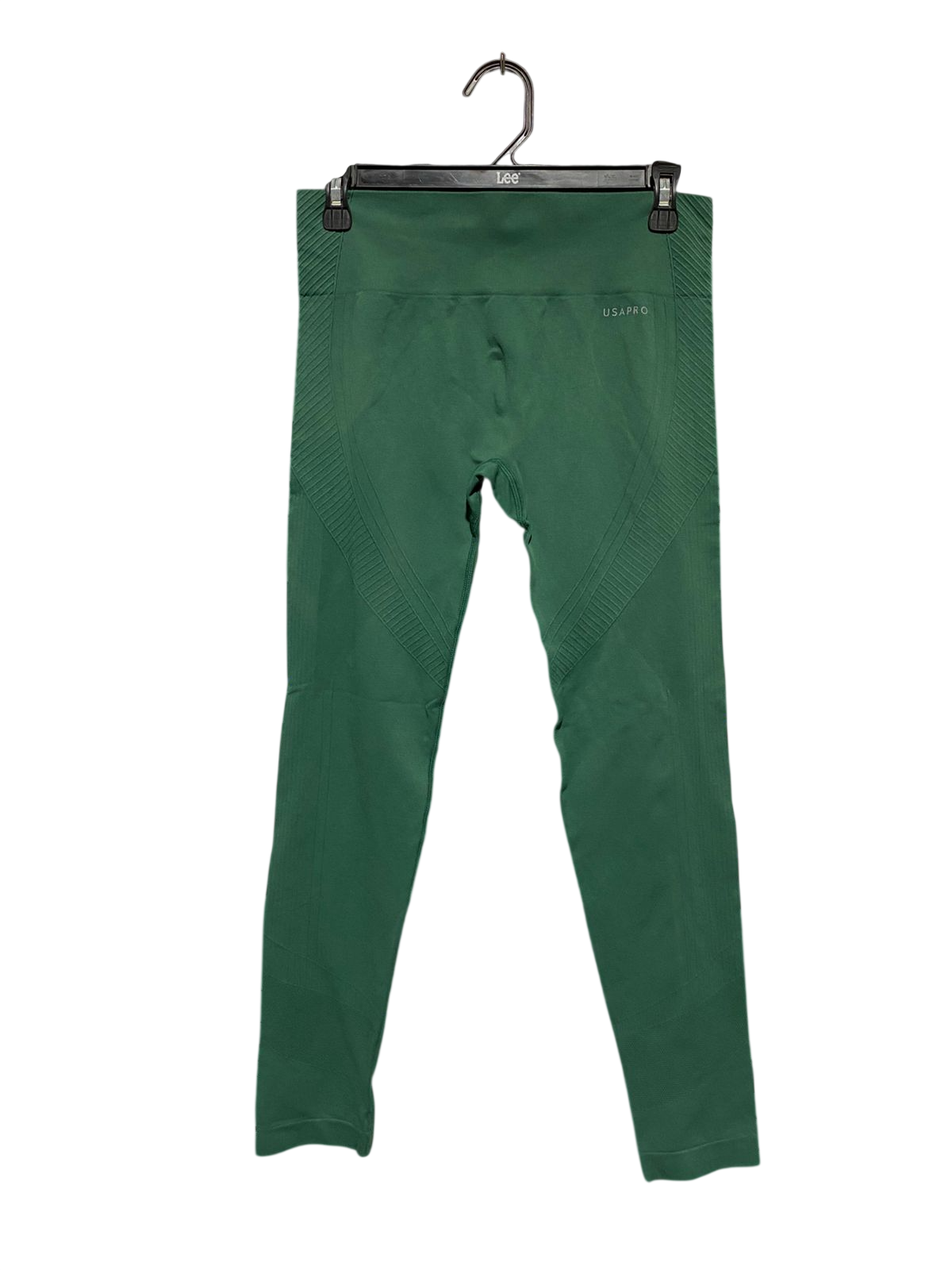 USA PRO |M| WAIST 28| B10| WOMEN'S SEAMLESS HIGH-WAISTED TRAINING LEGGINGS - EMERALD GREEN