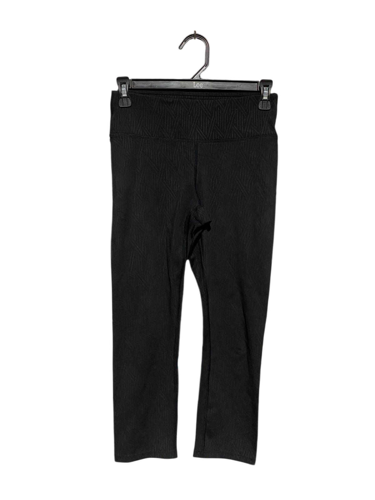 ROCK WEAR |S| WAIST 26| B10| WOMEN'S PREMIUM BLACK TEXTURED CROPPED PERFORMANCE LEGGINGS