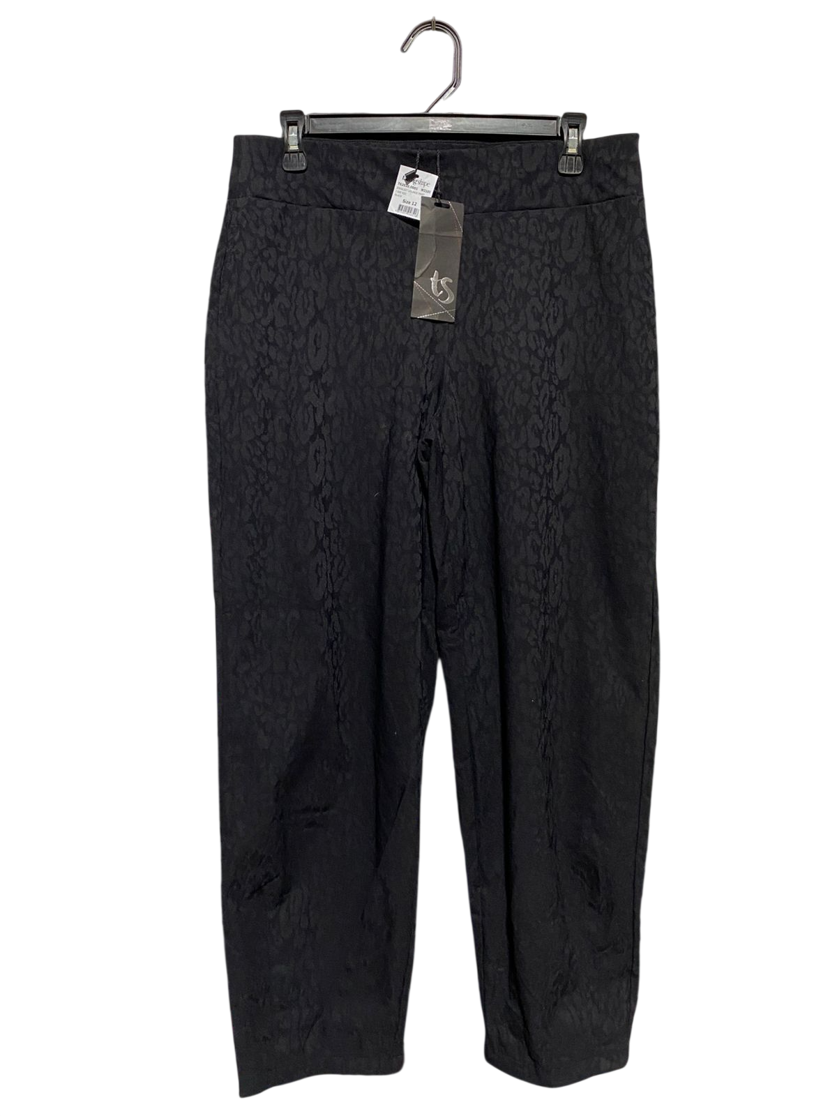 TS |L| WAIST 32| B10| WOMEN'S BLACK TEXTURED ANIMAL PRINT TROUSERS
