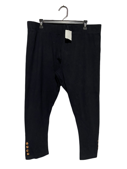 AVELLA |XXL| WAIST 38| B10| WOMEN'S PREMIUM BLACK CROPPED LEGGINGS WITH GOLD BUTTON