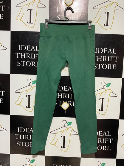 USA PRO |M| WAIST 28| B10| WOMEN'S SEAMLESS HIGH-WAISTED TRAINING LEGGINGS - EMERALD GREEN