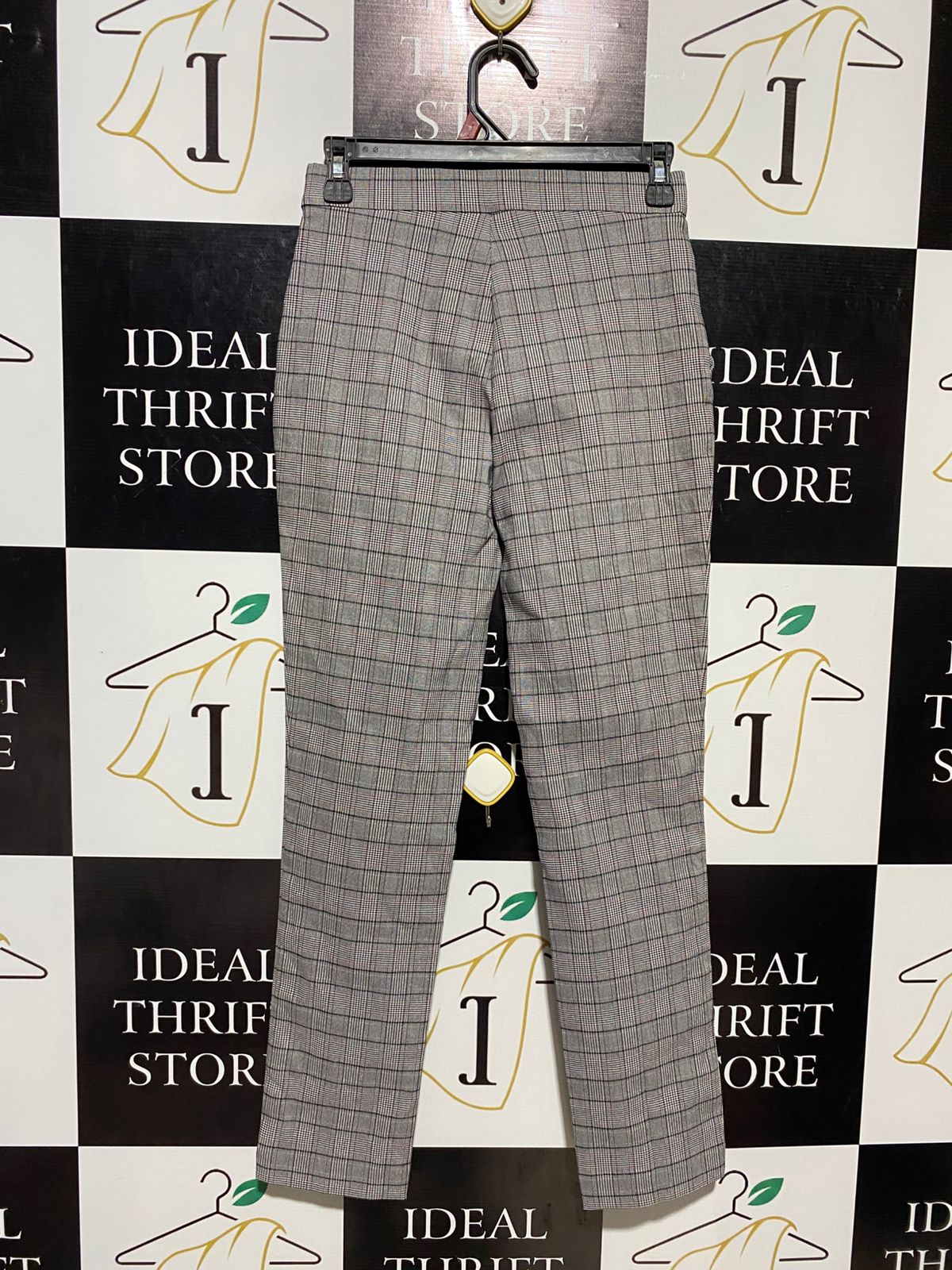 PREVIEW |S| WAIST 26| B10| WOMEN'S GREY CHECKERED SLIM FIT TROUSERS
