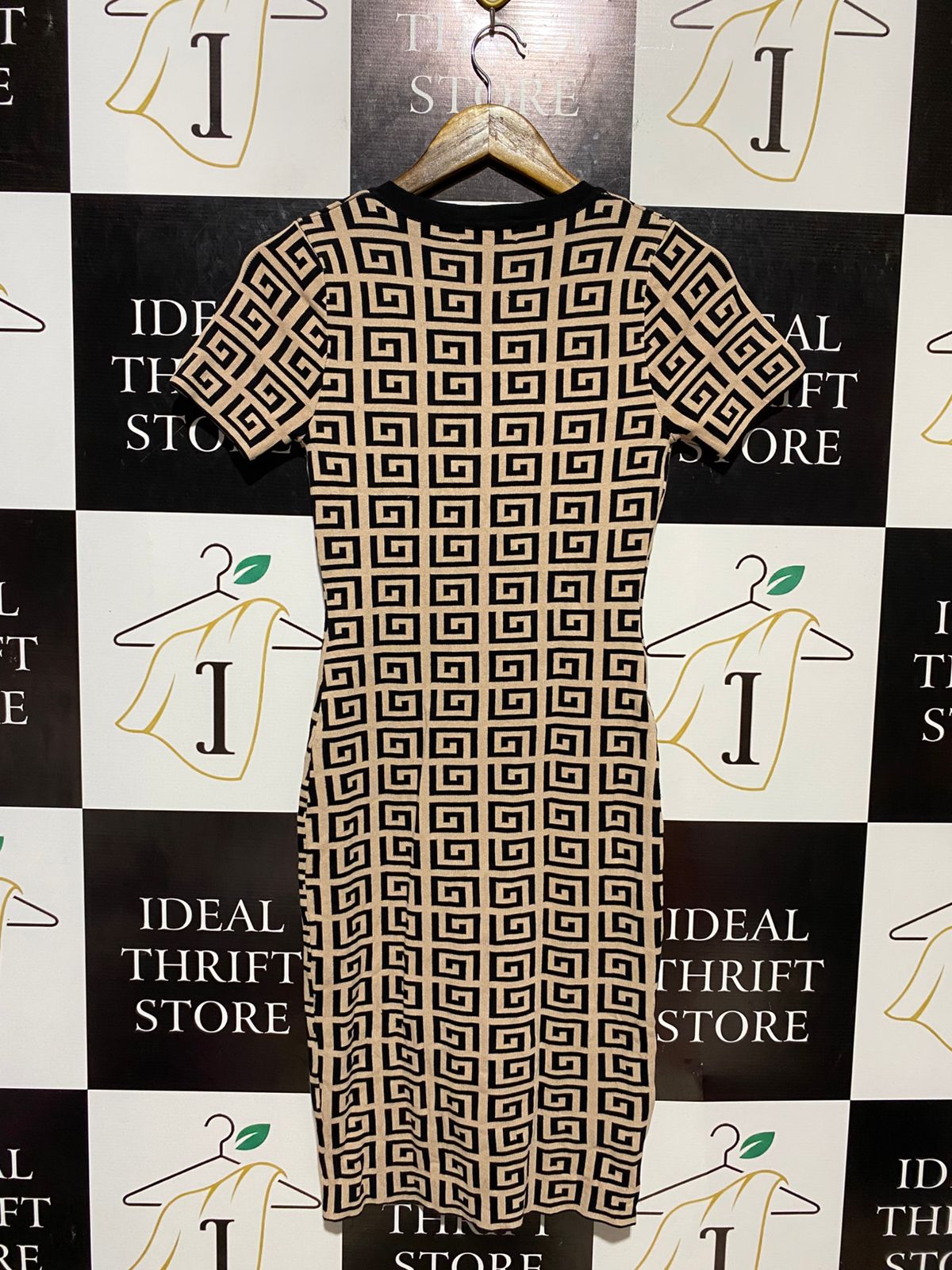 TU FASHION |S| BUST 13| B10| WOMEN'S GEOMETRIC PRINT HENLEY KNIT BODYCON DRESS