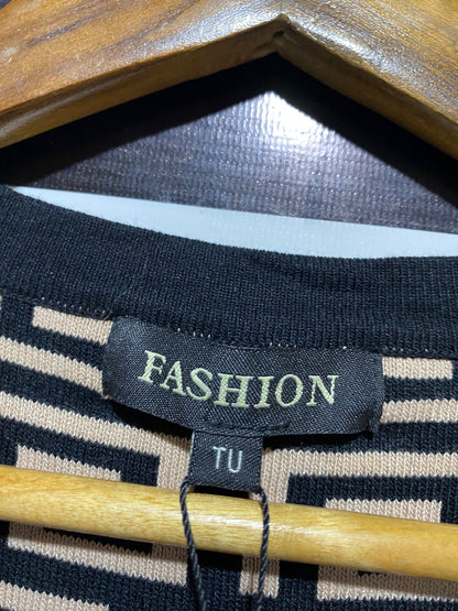 TU FASHION |S| BUST 13| B10| WOMEN'S GEOMETRIC PRINT HENLEY KNIT BODYCON DRESS