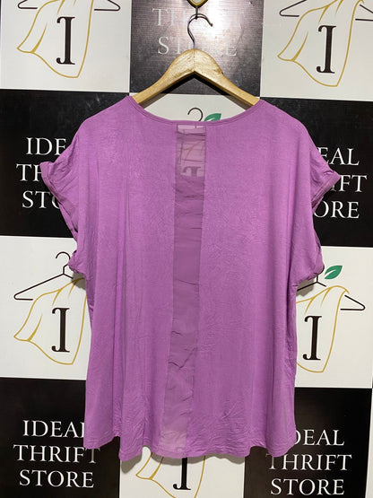 KATIES |XL| BUST 23| B10| WOMEN'S MESH PANEL SHORT SLEEVE TOP PURPLE