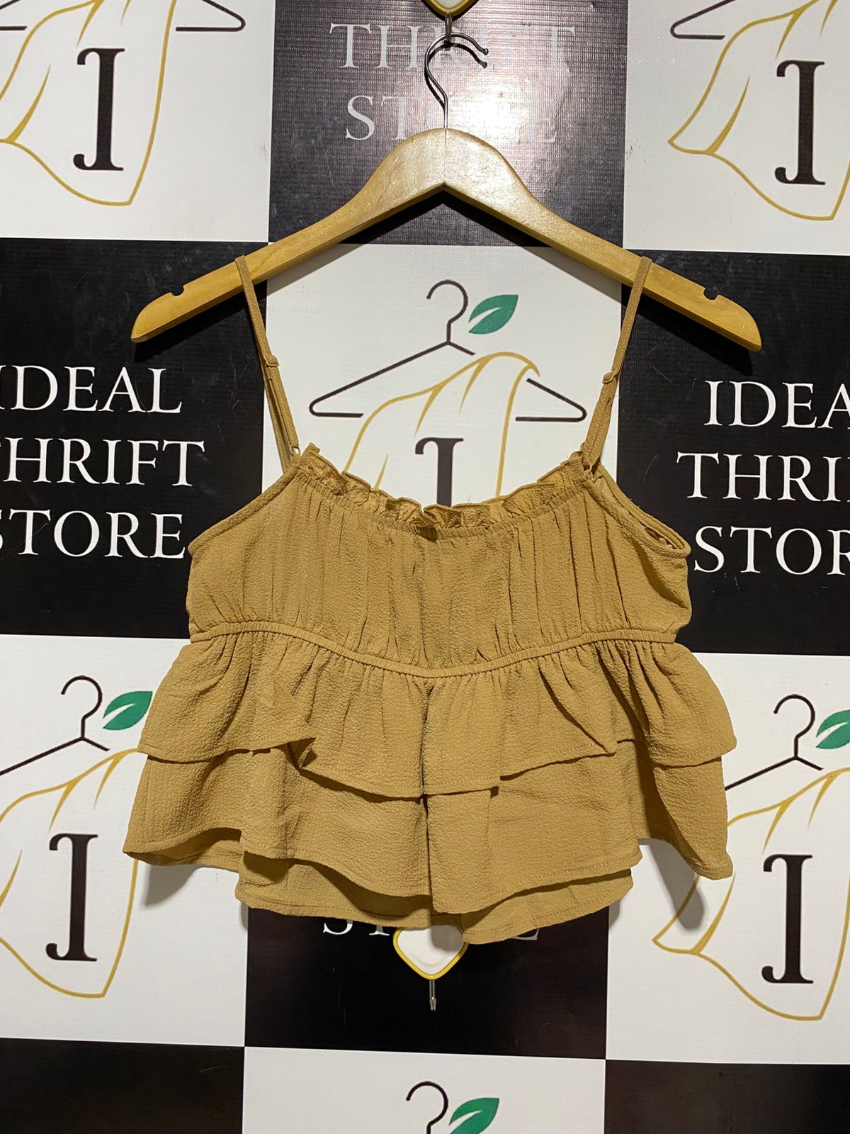 WILD FABLE |S| BUST 15| B10| WOMEN'S RUFFLED TIERED CAMI TOP MUSTARD YELLOW