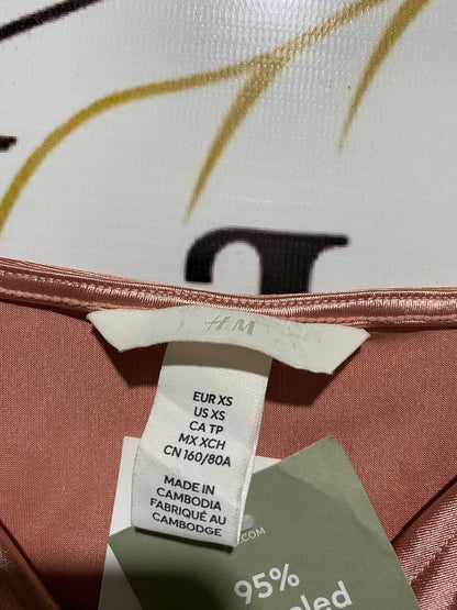 H&M |S| BUST 14| B10| WOMEN'S SATIN CORSET-STYLE BODYSUIT ROSE GOLD