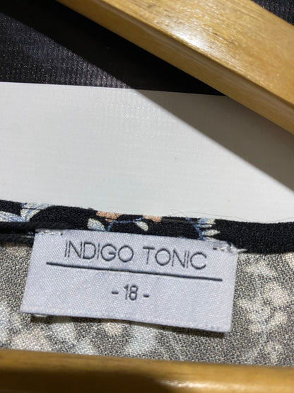 INDIGO TONIC |L| BUST 19| B10| WOMEN'S FLORAL V-NECK SHORT SLEEVE MIDI DRESS