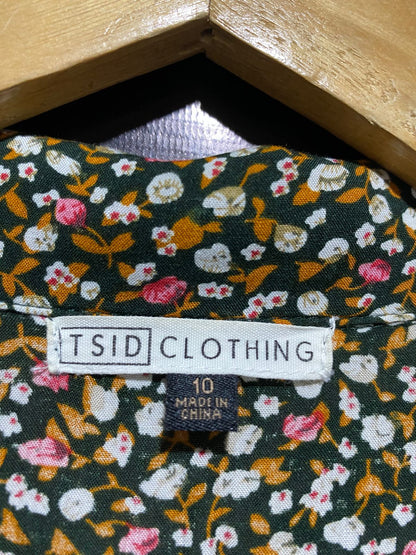 TSID |M| BUST 18| B10| WOMEN’S VINTAGE FLORAL PRINT SHORT SLEEVE BUTTON-UP JUMPSUIT