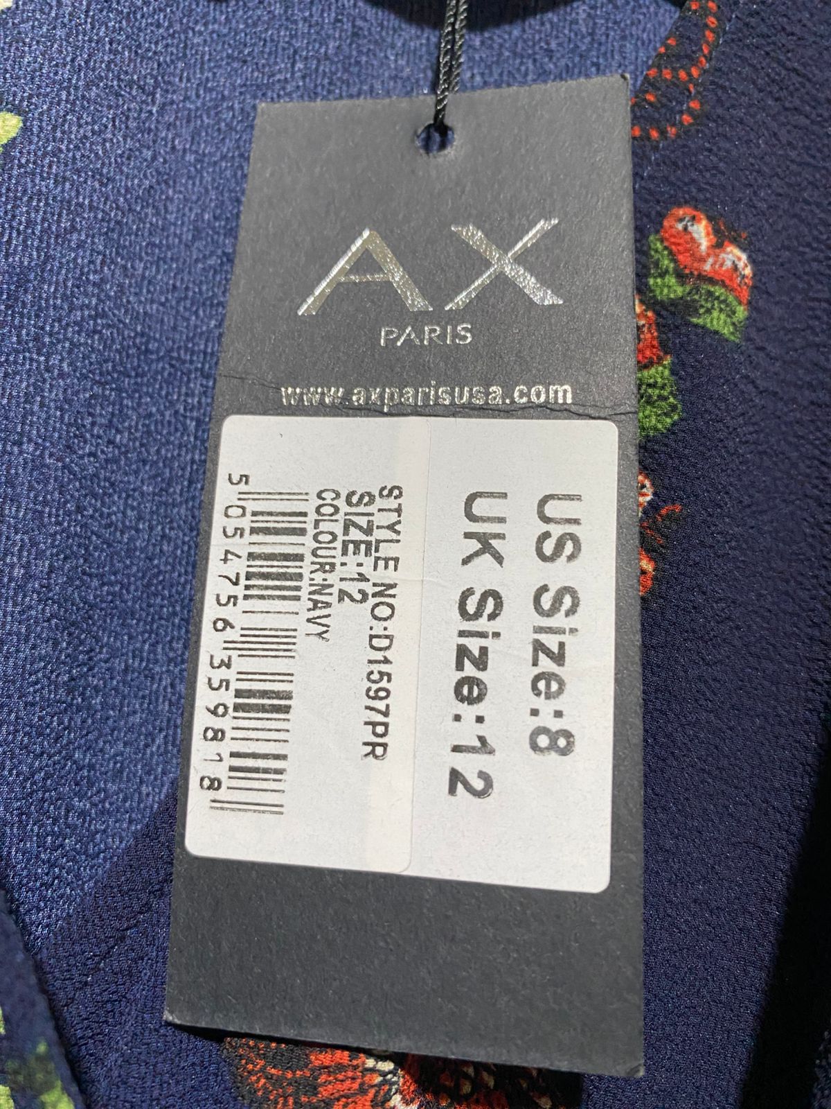 AX PARIS |M| BUST 19| B10| WOMEN’S FLORAL & BIRD PRINT NAVY BLUE WRAP MINI DRESS