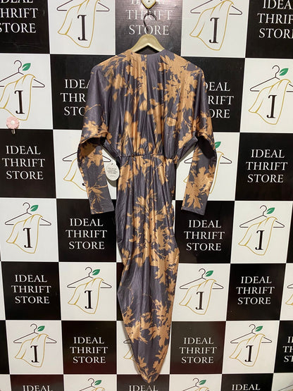 SHEIKE |M| BUST FREE| B10| WOMEN’S LUXURY FLORAL PRINT RUCHED V-NECK MAXI DRESS