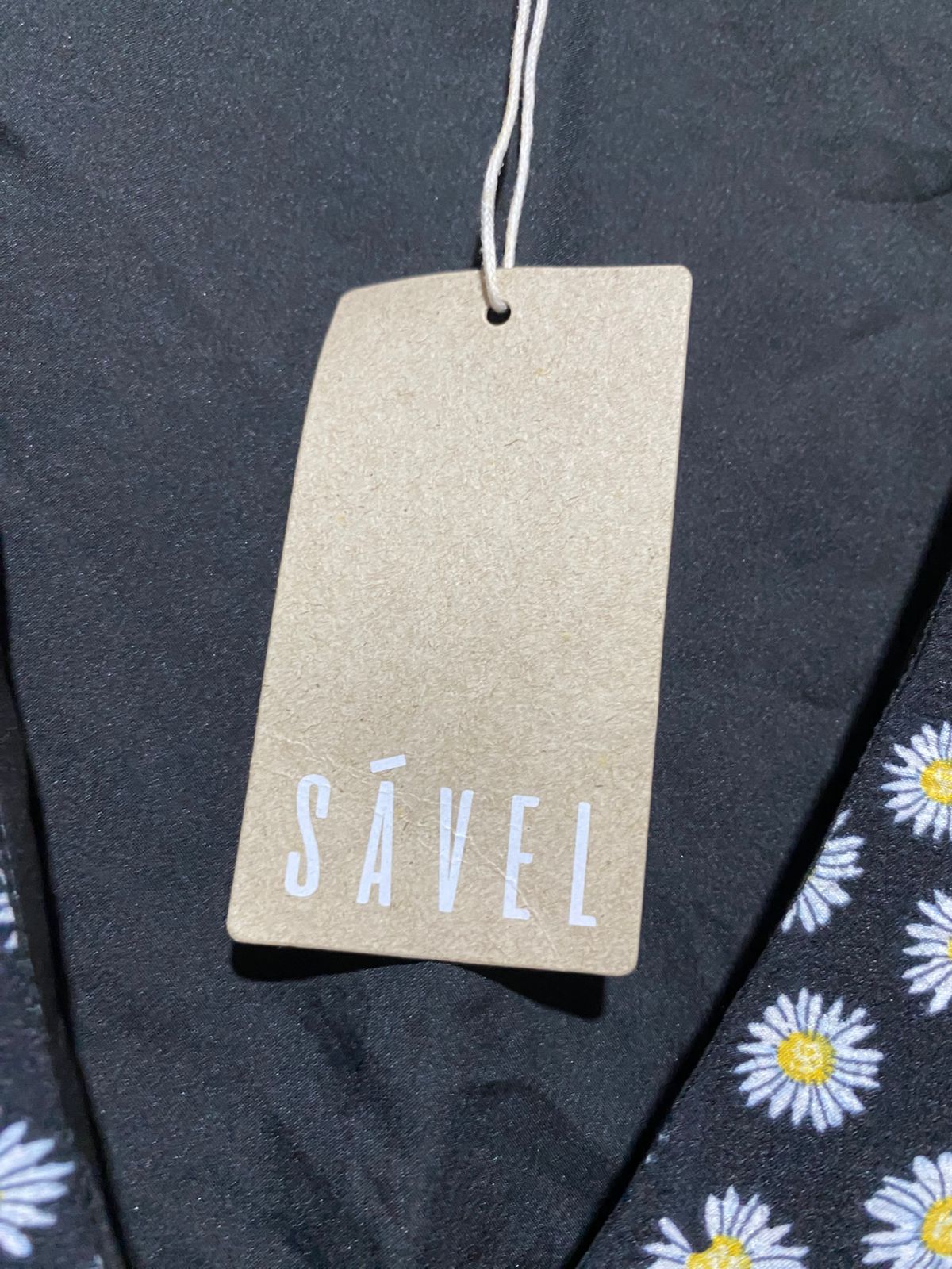 SAVEL |M| BUST 17| B10| WOMEN'S BLACK DAISY PRINT SHORT SLEEVE WRAP MIDI DRESS