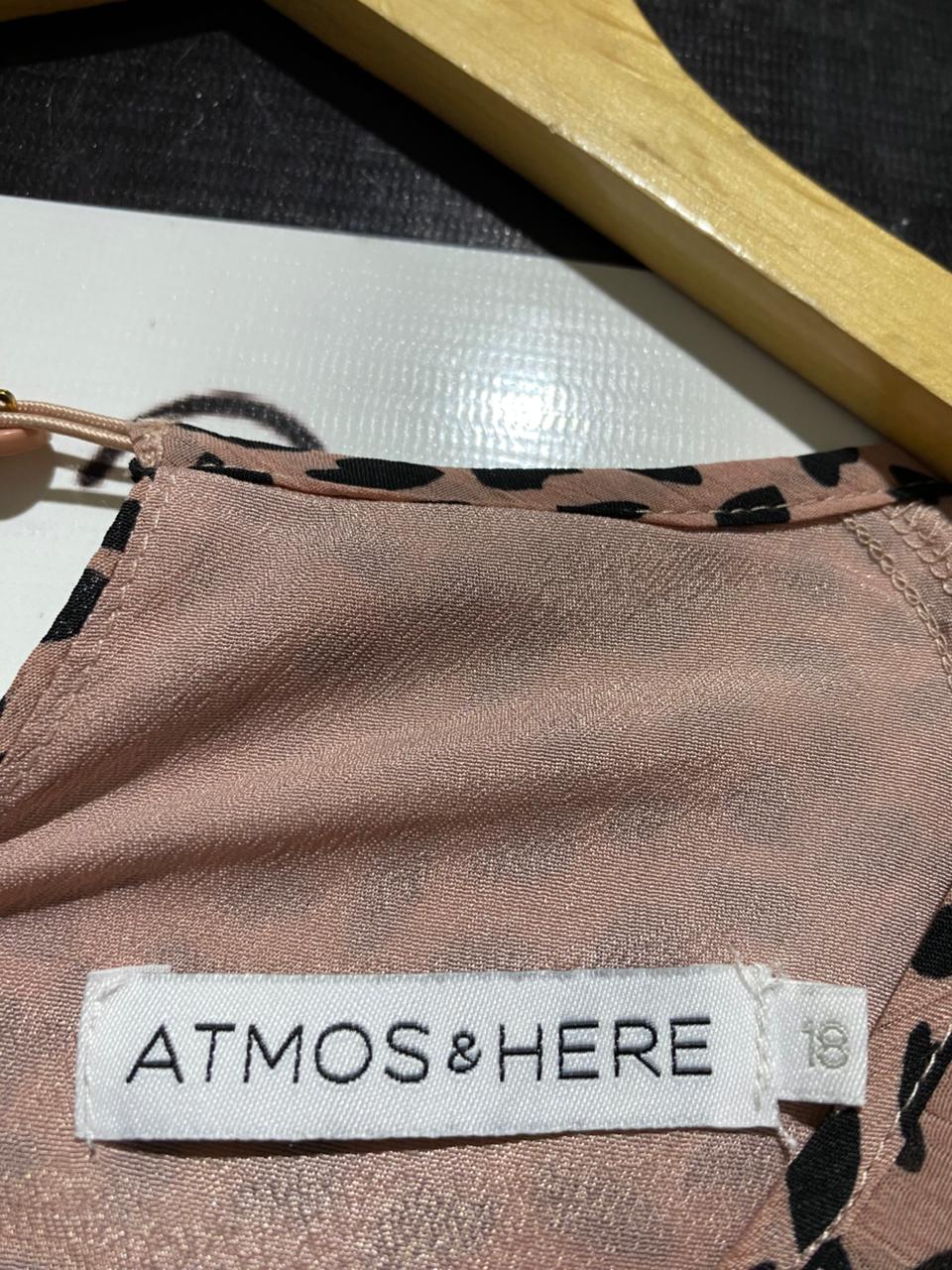ATMOS & HERE |L| BUST 21| B10| WOMEN’S DUSTY PINK ANIMAL PRINT TIERED RUFFLE MIDI DRESS