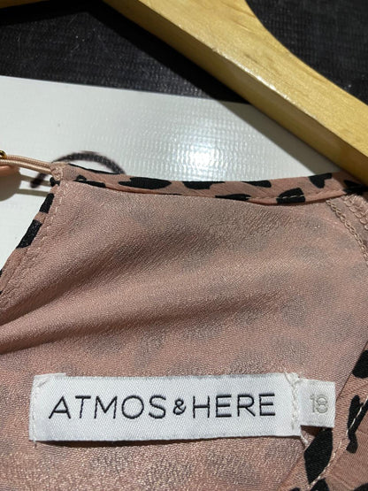 ATMOS & HERE |L| BUST 21| B10| WOMEN’S DUSTY PINK ANIMAL PRINT TIERED RUFFLE MIDI DRESS