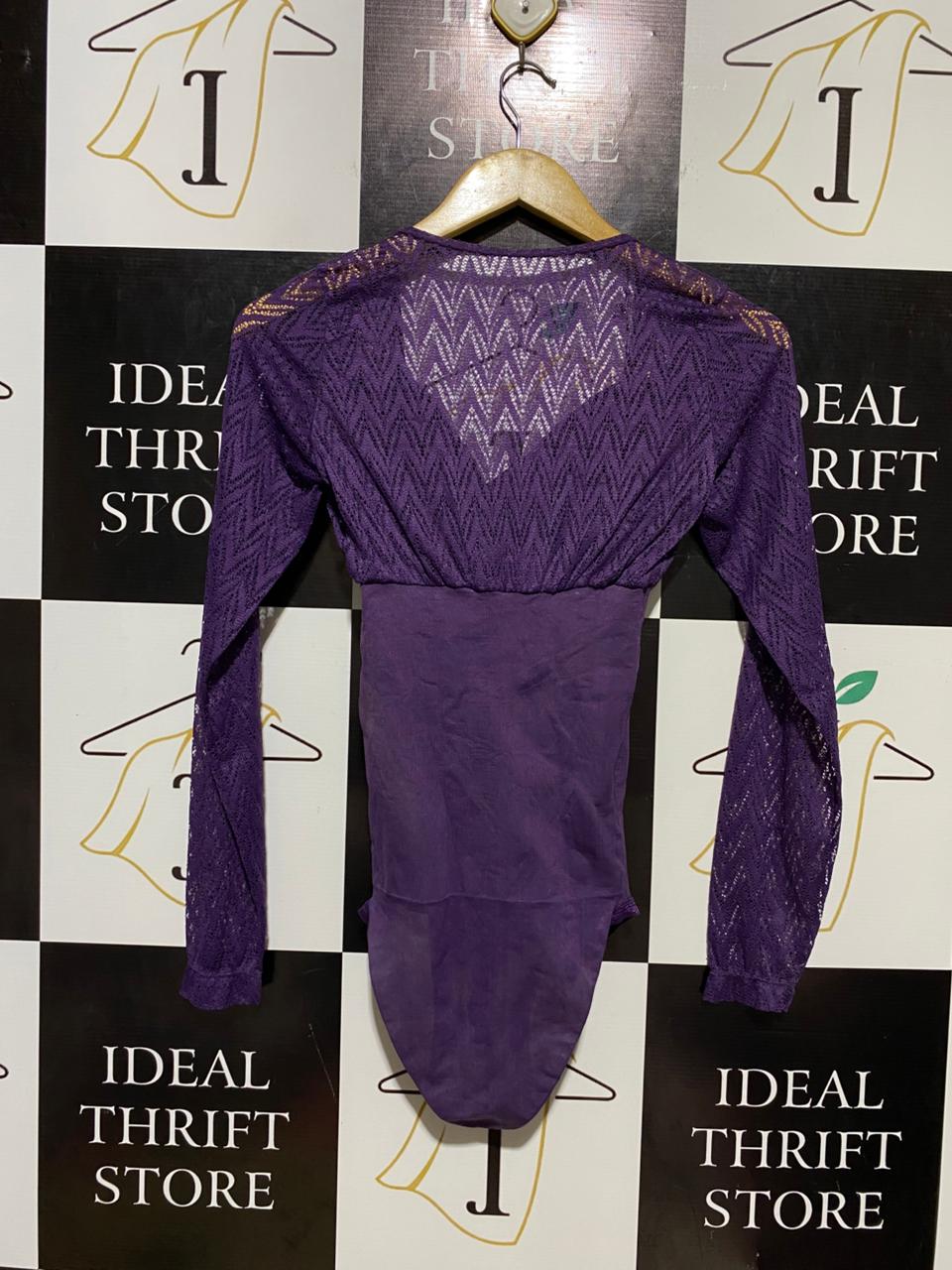 TISSINI |L| BUST 13| B10| WOMEN'S DEEP PURPLE LACE LONG SLEEVE BODYSUIT
