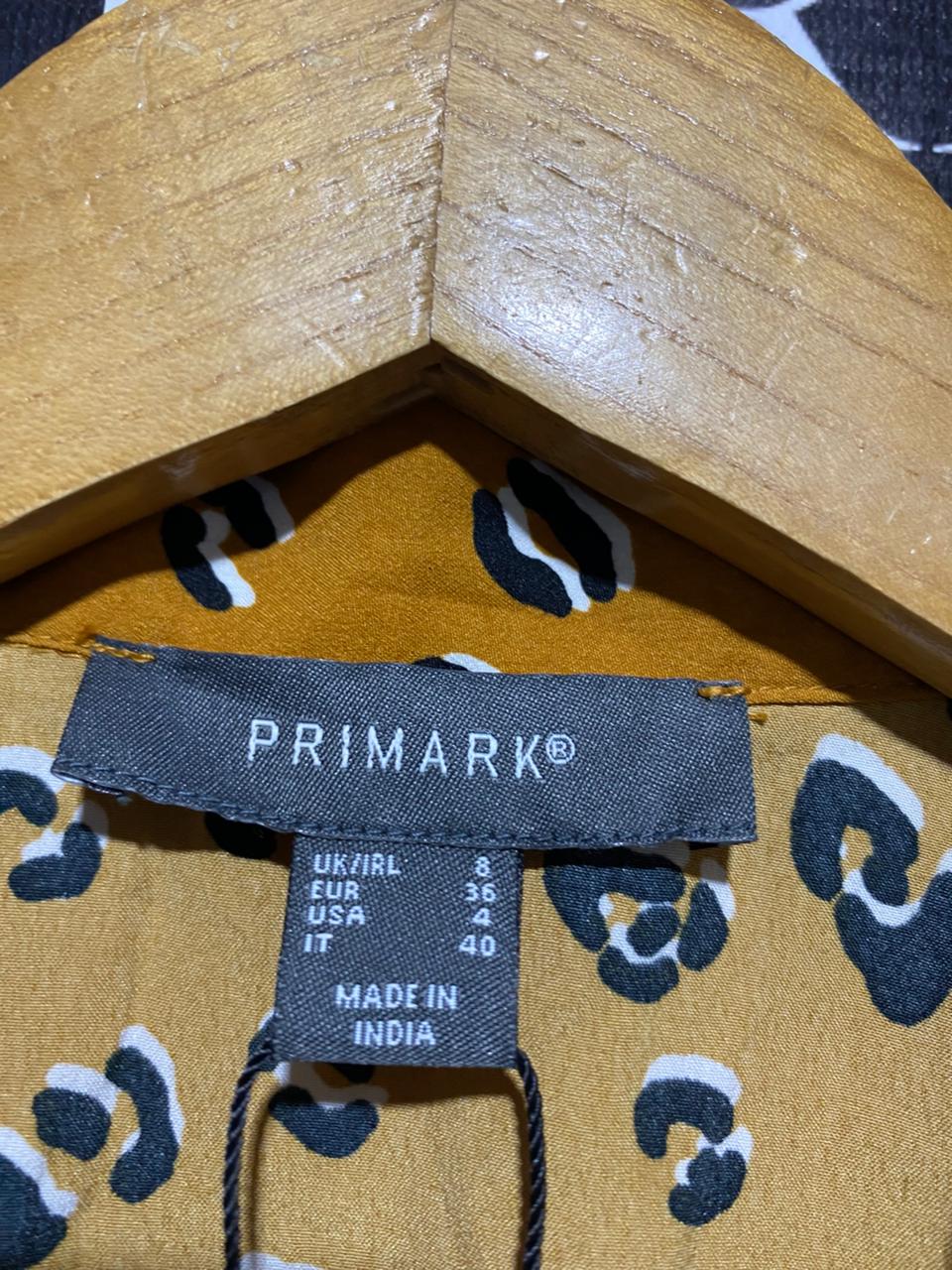 PRIMARK |M| BUST 16| B10| WOMEN’S MUSTARD LEOPARD PRINT BUTTON-UP SHORT ROMPER