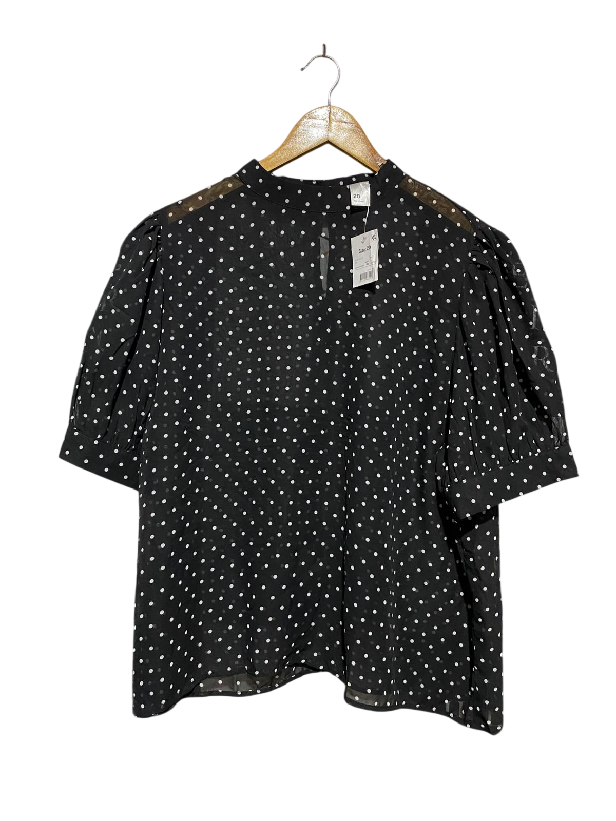 ANKO |L| BUST 25| B11| BLACK AND WHITE POLKA DOT HIGH-NECK BLOUSE