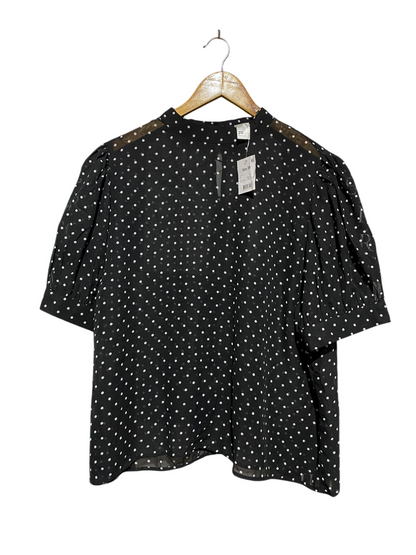 ANKO |L| BUST 25| B11| BLACK AND WHITE POLKA DOT HIGH-NECK BLOUSE