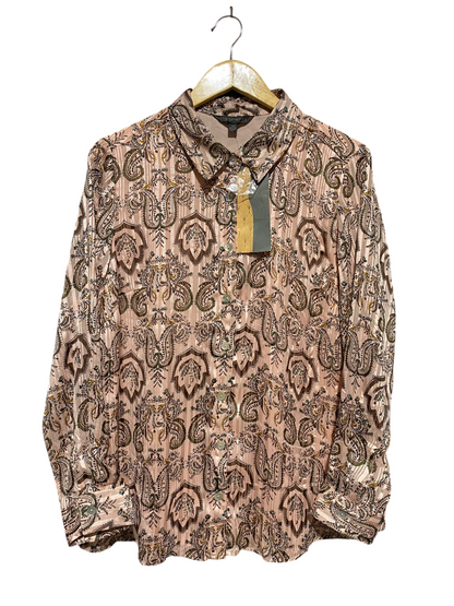 LIZ JORDAN |L| BUST 22| B11| PAISLEY PRINT PLEATED BUTTON-DOWN BLOUSE