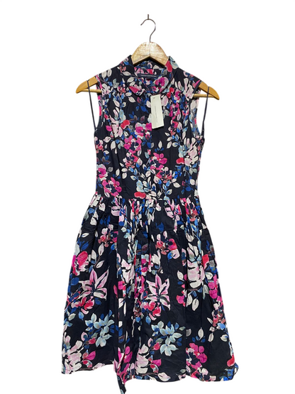 FRENCH CONNECTION |M| BUST 16| B11| NAVY FLORAL SLEEVELESS SHIRT DRESS