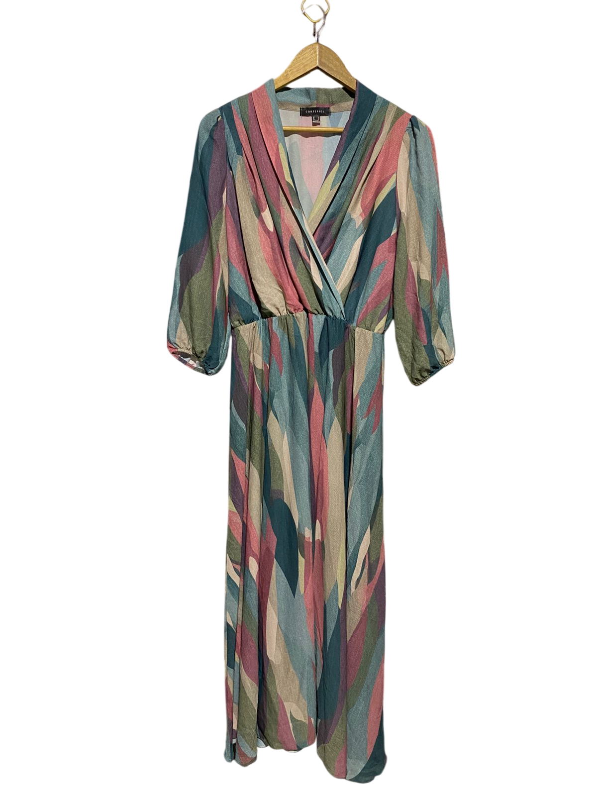 CORTEFIEL |L| BUST 20| B11| MULTICOLOR ABSTRACT PRINT SURPLICE MAXI DRESS