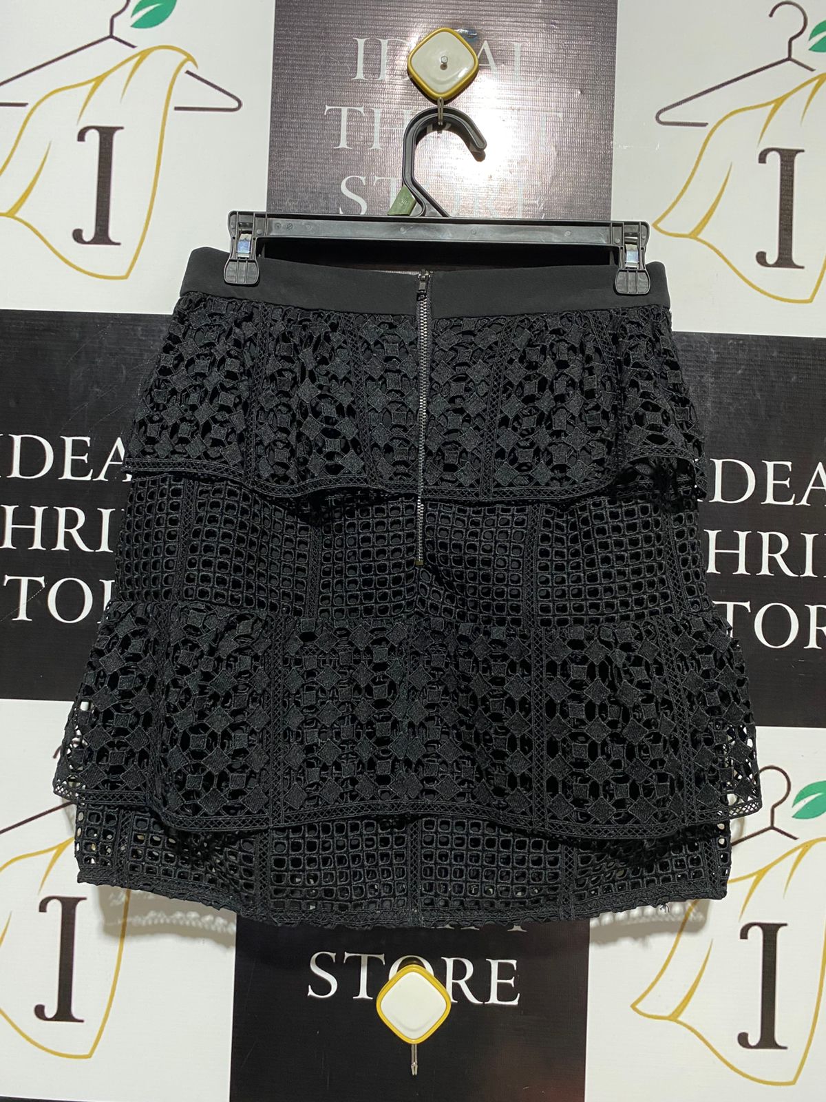 KOOKAI |S| WAIST 26| B11|  BLACK LACE TIERED MINI SKIRT - ELEGANT BOHO STYLE