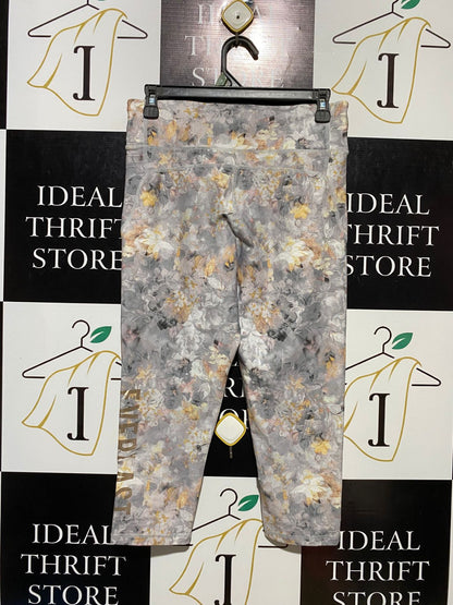 EVERLAST |M| WAIST 28| B11|  ABSTRACT FLORAL ACTIVEWEAR LEGGINGS - METALLIC ACCENT CROPPED TIGHTS