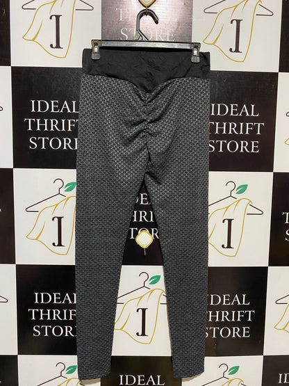 |M| WAIST 28| B11|  DARK GREY HONEYCOMB TEXTURED BUBBLE LEGGINGS - SCULPTING ACTIVEWEAR