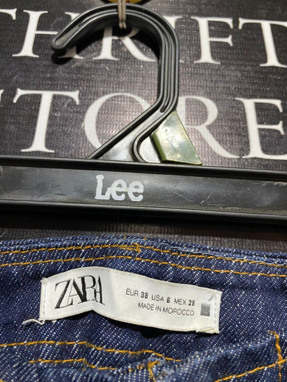 ZARA | S| WAIST 29| B 11| DEEP INDIGO WIDE-LEG DENIM TROUSERS - CLASSIC HIGH-WAIST JEANS