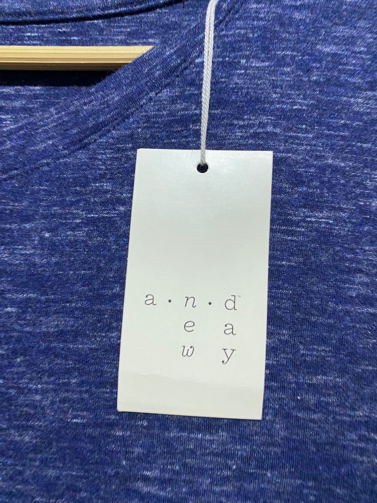 A.N.D  EA WY | L| BUST 18| B 11| PREMIUM HEATHERED INDIGO LONG SLEEVE TOP - COMFORT BASICS