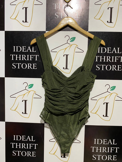 PRINCESS POLLY |M| BUST 15| B11| OLIVE GREEN RUCHED BODYSUIT