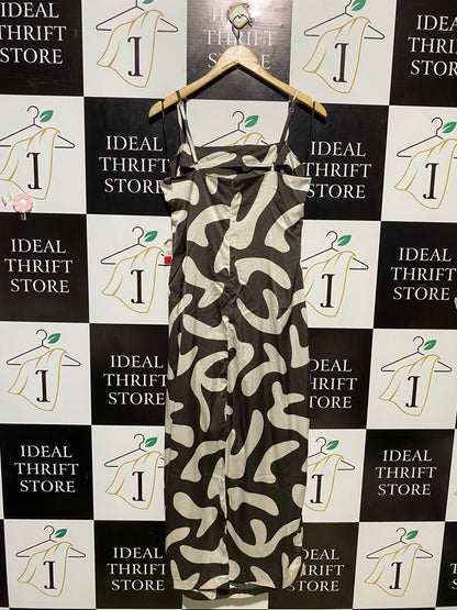 PAPER HEART |L| BUST 17| B11| ABSTRACT PRINT RUCHED MIDI SLIP DRESS