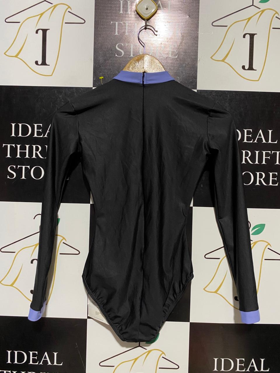 CLOUD & VICTORY |M| BUST 14| B11| BLACK MILK CLOTHING JAPANESE CRANE LONG SLEEVE BODYSUIT