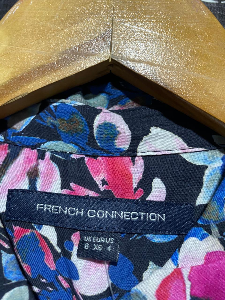 FRENCH CONNECTION |M| BUST 16| B11| NAVY FLORAL SLEEVELESS SHIRT DRESS
