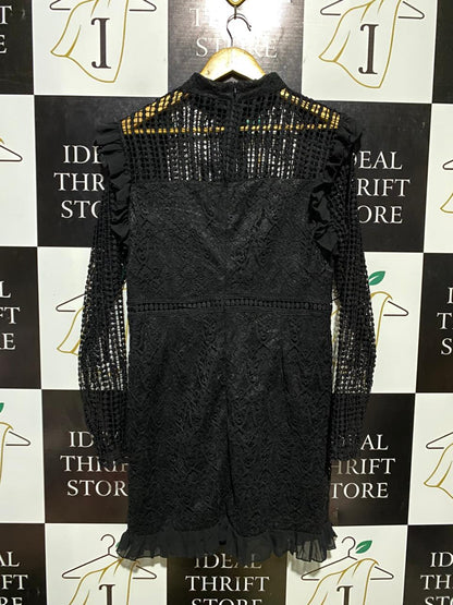 PRETTYLITTLE THING |L| BUST 19| B11| ELEGANT BLACK EYELET LACE LONG SLEEVE MINI DRESS