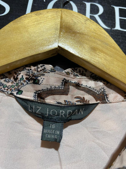 LIZ JORDAN |L| BUST 22| B11| PAISLEY PRINT PLEATED BUTTON-DOWN BLOUSE