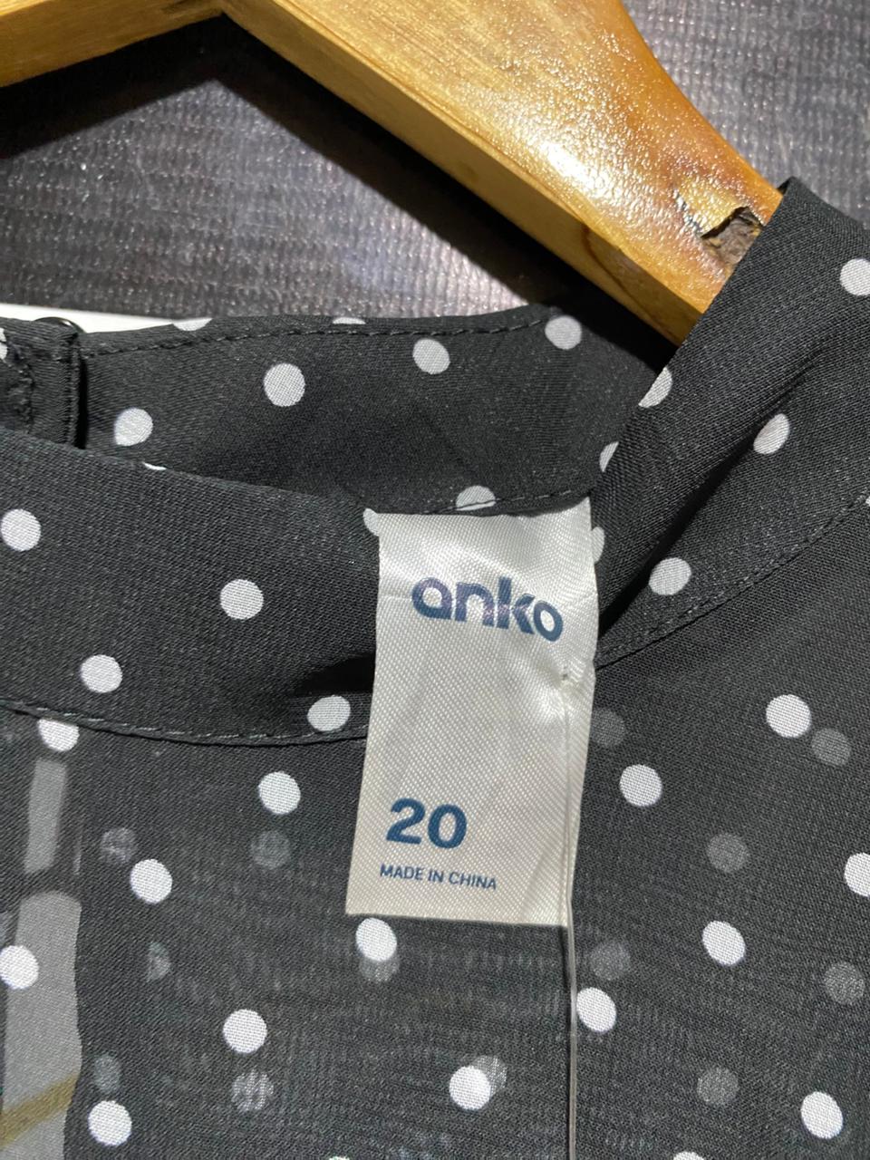 ANKO |L| BUST 25| B11| BLACK AND WHITE POLKA DOT HIGH-NECK BLOUSE