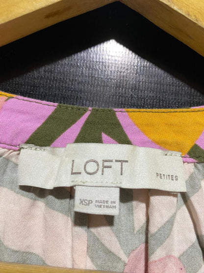 LOFT | S | BUST 18| B11 | LOFT TROPICAL FLORAL MINI DRESS WITH WAIST TIE