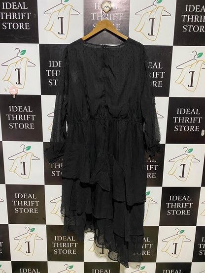 YOU ALL | XL | BUST 24 | B11| BLACK TEXTURED TIERED RUFFLE MAXI DRESS