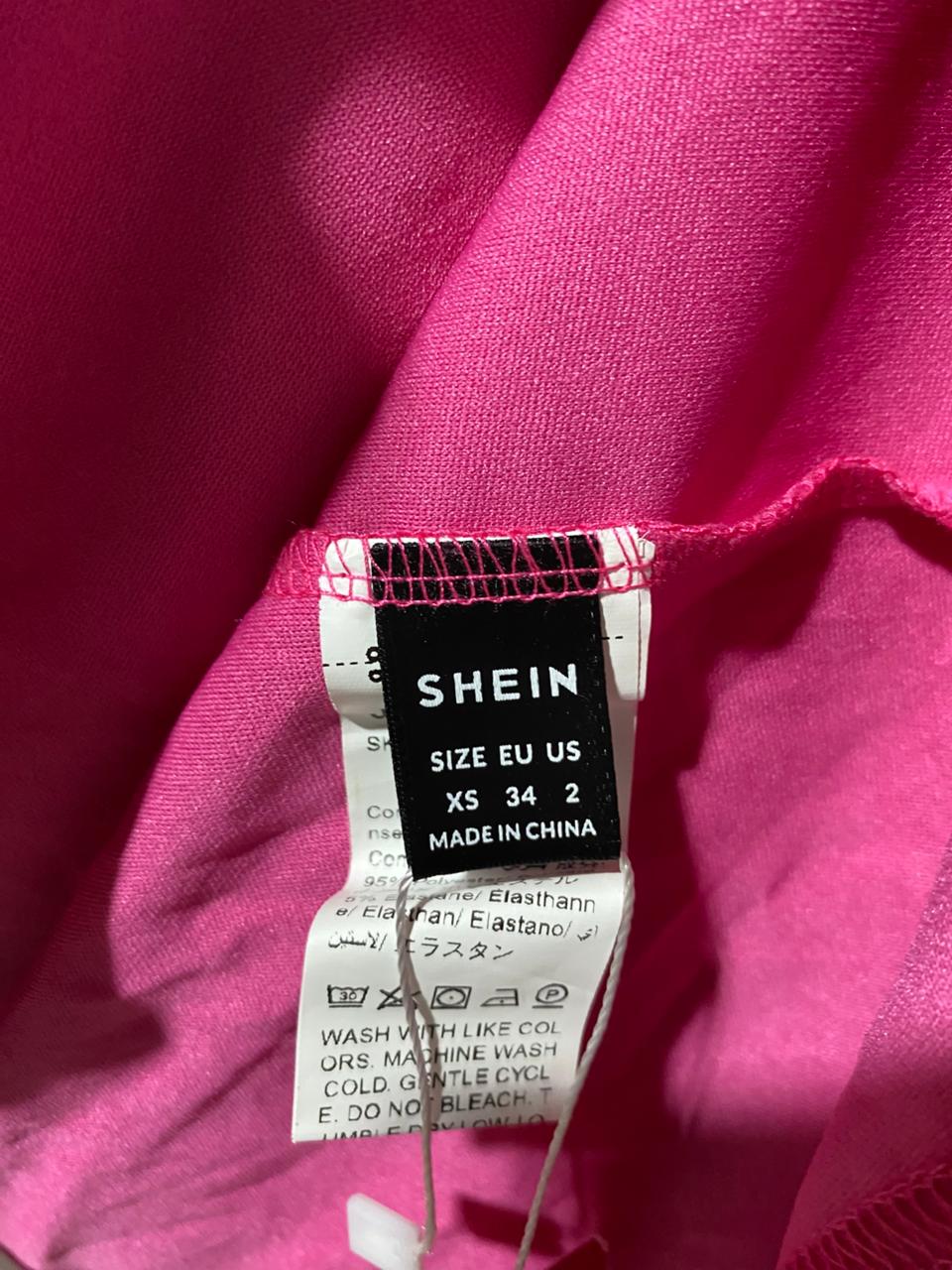 SHEIN | S| BUST 16| B11| HOT PINK HALTER NECK RUCHED BODYCON MIDI DRESS
