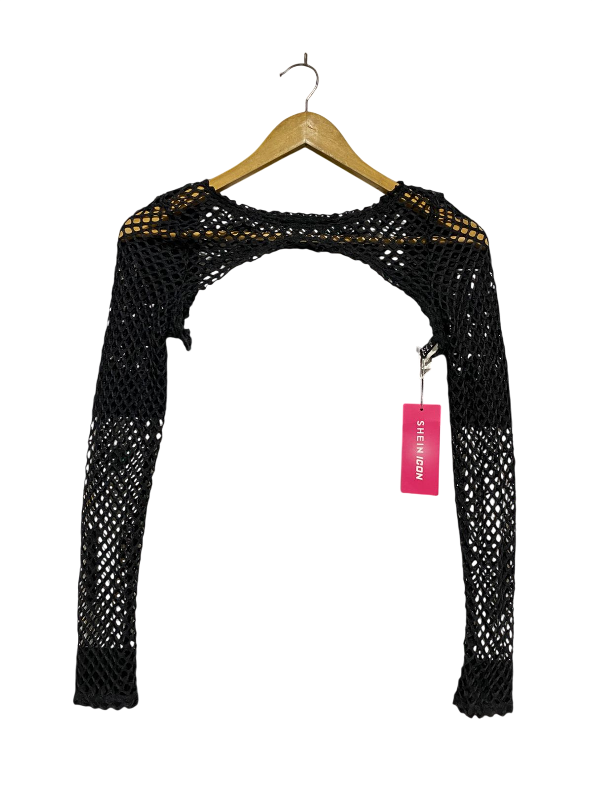 SHEIN |M| BUST 13| B11| ICON BLACK OPEN FRONT CROCHET FISHNET BOLERO SHRUG
