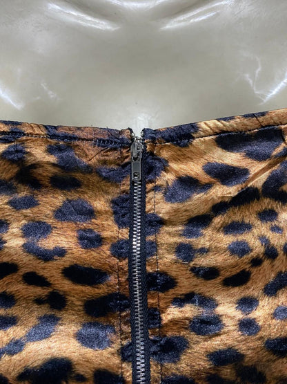 PRETTYLITTLE THING |L| BUST 15| B11| CHIC LEOPARD PRINT VELVET CORSET STYLE STRAPLESS TOP