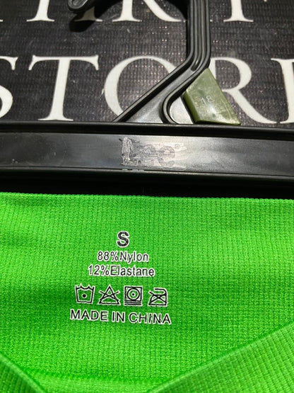 |S| WAIST 24| B11| VIBRANT NEON GREEN HIGH-WAISTED SEAMLESS PERFORMANCE SHORTS