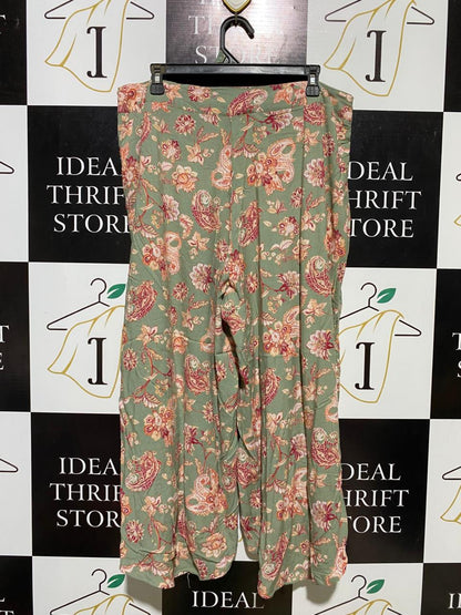 RACKMANS |XXL| WAIST 36| B11| BOHEMIAN SAGE GREEN PAISLEY WIDE-LEG PALAZZO PANTS