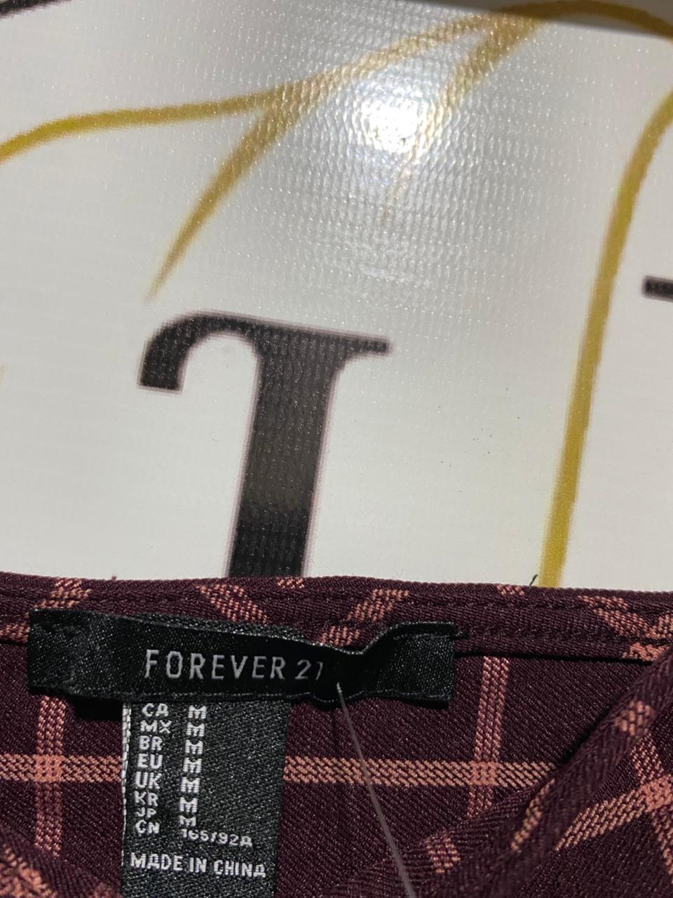 FOREVER |M| BUST 15| B11| BURGUNDY CHECKERED SPAGHETTI STRAP CROP TOP