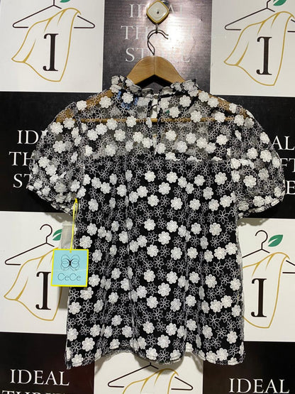 CE CE |M| BUST 18| B11| FLORAL EMBROIDERED PUFF SLEEVE LACE BLOUSE