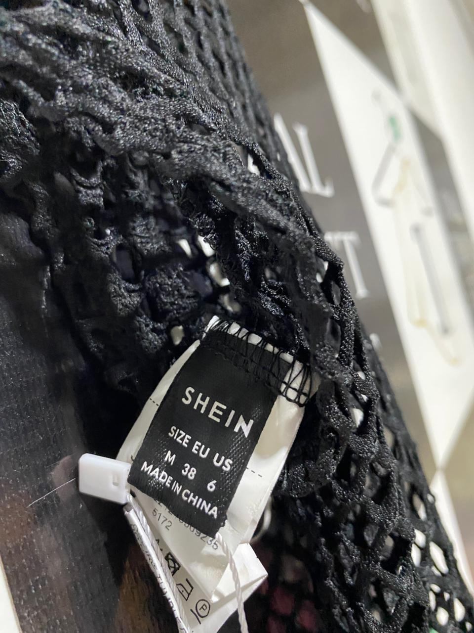 SHEIN |M| BUST 13| B11| ICON BLACK OPEN FRONT CROCHET FISHNET BOLERO SHRUG
