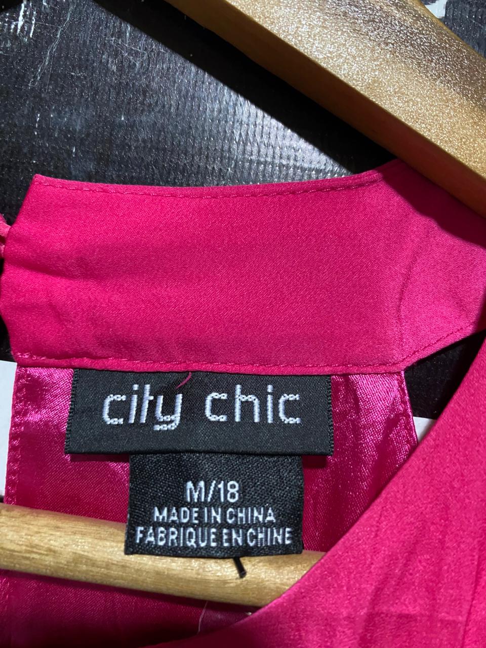 CITY CHIC |L| BUST 22| B23| HOT PINK HALTER NECK RUFFLE MAXI DRESS