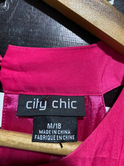 CITY CHIC |L| BUST 22| B23| HOT PINK HALTER NECK RUFFLE MAXI DRESS